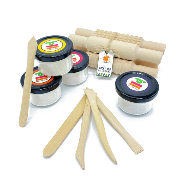 Mucky-Doh Wooden Rolling Pin Gift Set - Crafty Inventors