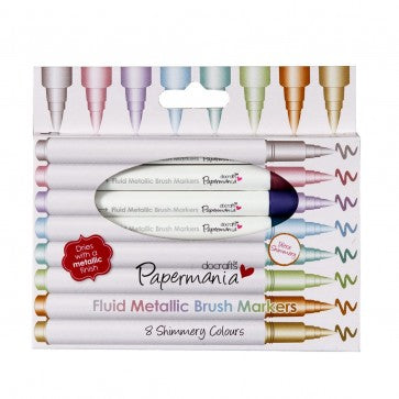 Brush Marker Fluid Metallic (8pk) - Assorted Colours - Crafty Inventors