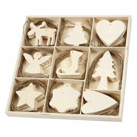 Wooden  Christmas Craft Shapes - Set of 72 - Crafty Inventors